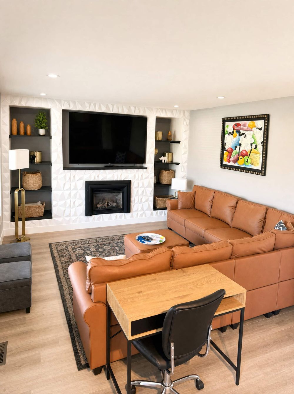 Living room with fireplace